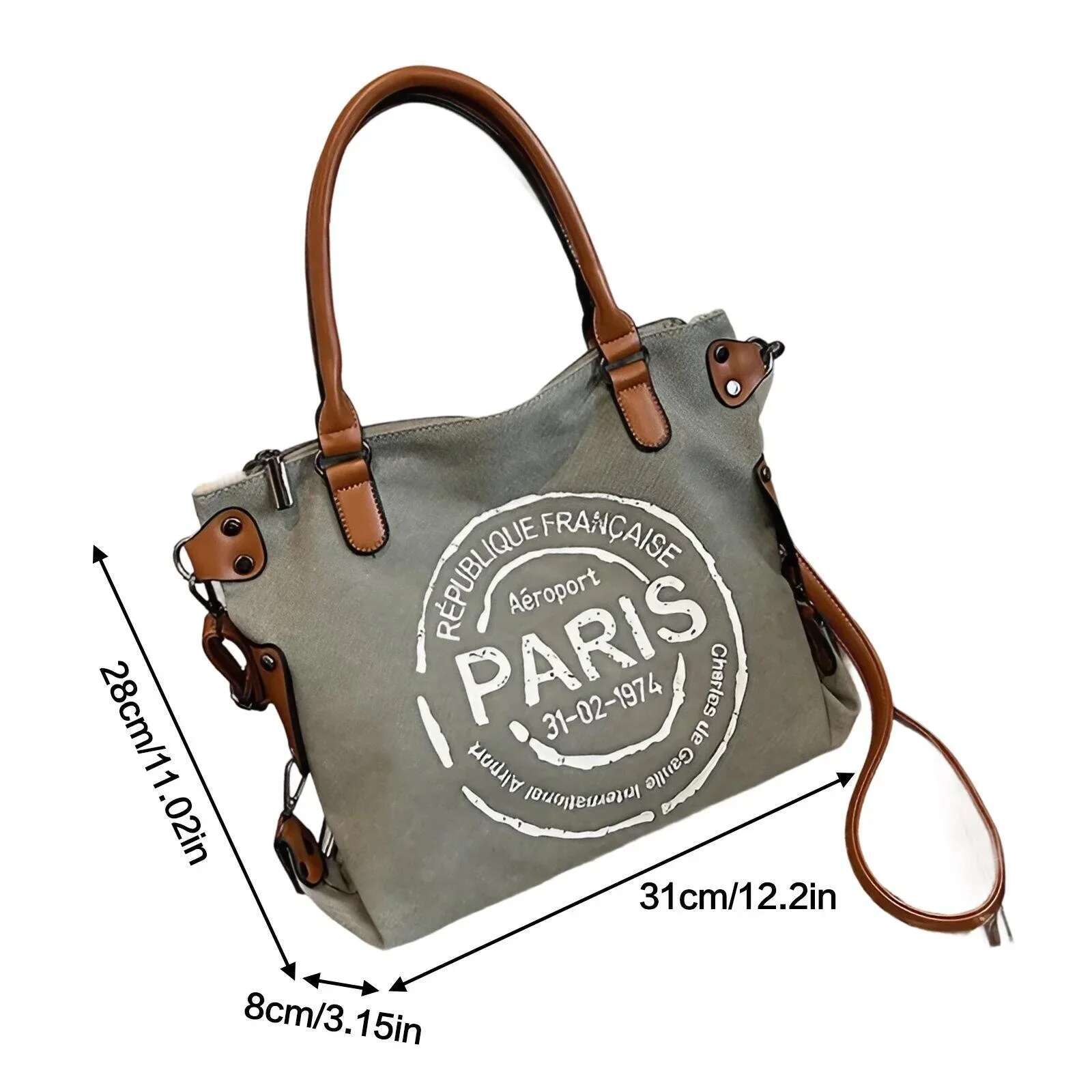 KISMIS Trendy Canvas Women's Large Capacity Shoulder Bag, Casual Commuter Crossbody Tote Bag For Daily Use
