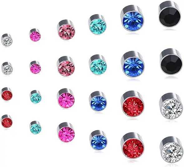 24Pcs/Set Crystal Rhinestone Magnet Earring Puck Women Mens Magnetic Fake No Piercing Clip Earring Jewelry Making Accessories Z250408