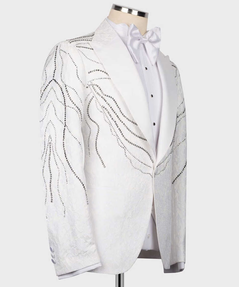 Party Suit Fashion Show Wedding Men Suit Crystal Appliques 2-PCS Coat Pants Tailor-Made Groom Wear Groomsman Formal Occasions Size Customized M251016