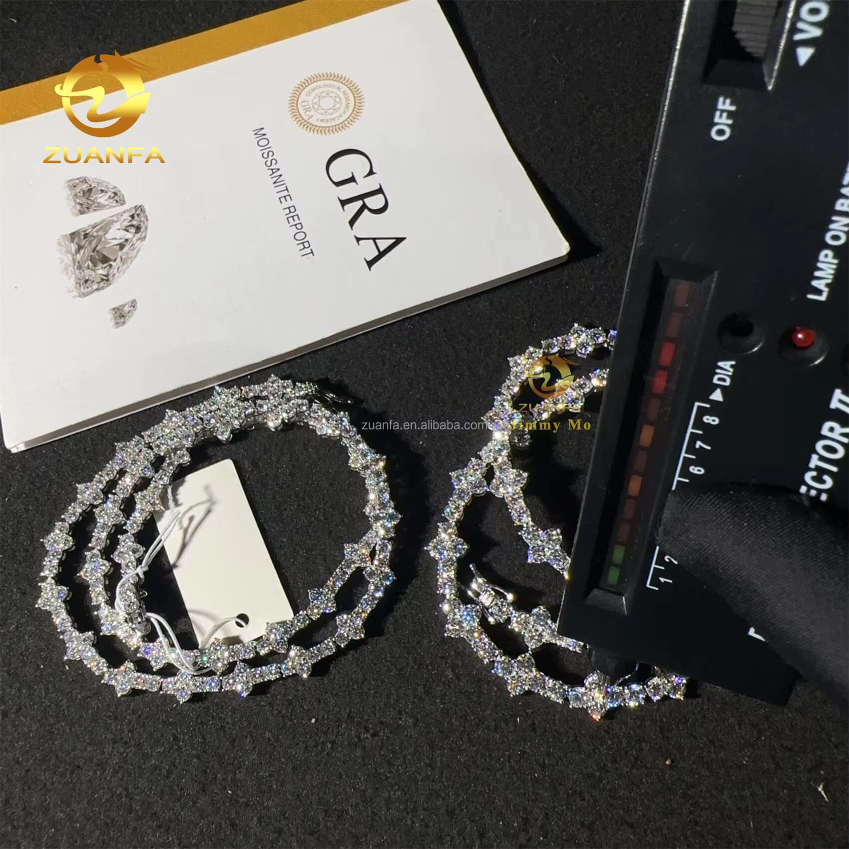 Stock Cross Shape 3mm 4mm Solid Silver Real Gold Plated Hip Hop Jewelry D VVS Moissanite Diamond Cross Cluster Tennis Chain