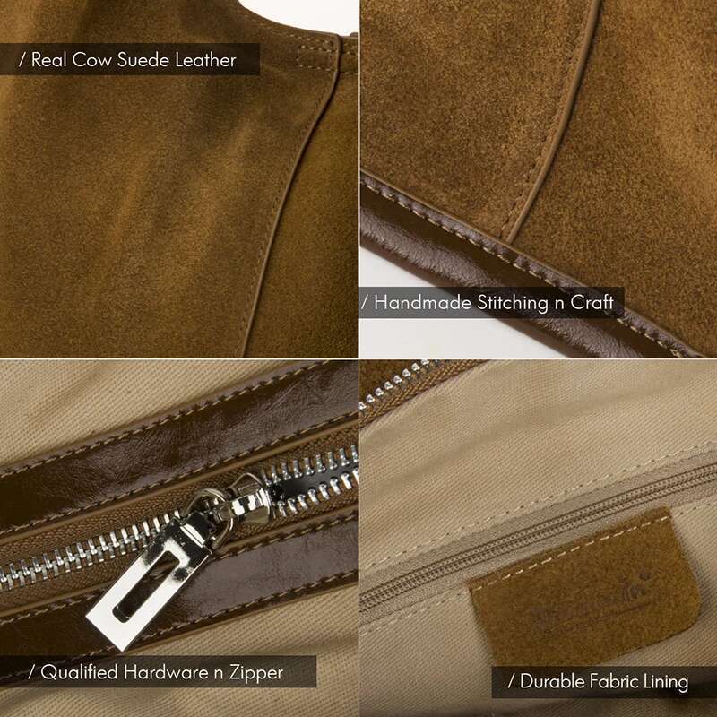 Donna-In Genuine Suede Hobo Shoulder Bag Natural Cow Leather Large Crescent Casual Tote Bags Fashion Commute