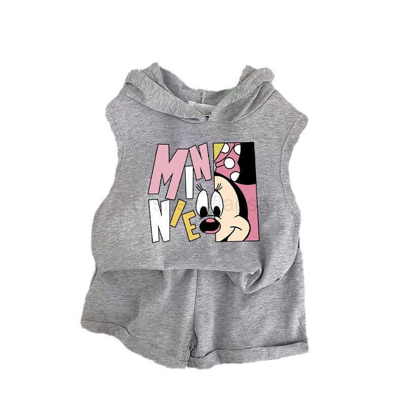 Disney Summer new Korean childrens wear mens and womens vest and Shorts Set Baby Childrens summer dress foreign style two-piece setXJ250409