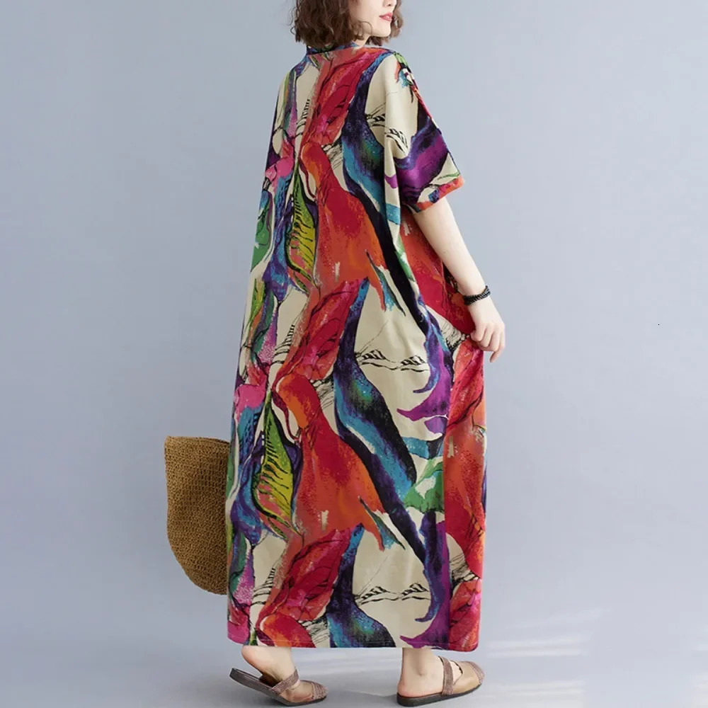 Womens summer dress long skirt fashionable clothing cotton linen retro Harajuku elegant street 250409