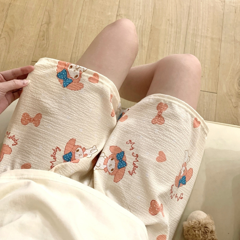 2025 New Designer Shorts Summer Thin Girls Sleeping Loose Casual Cropped Pants, New Printed Cartoon Home Cute Internet Celebrity Shorts