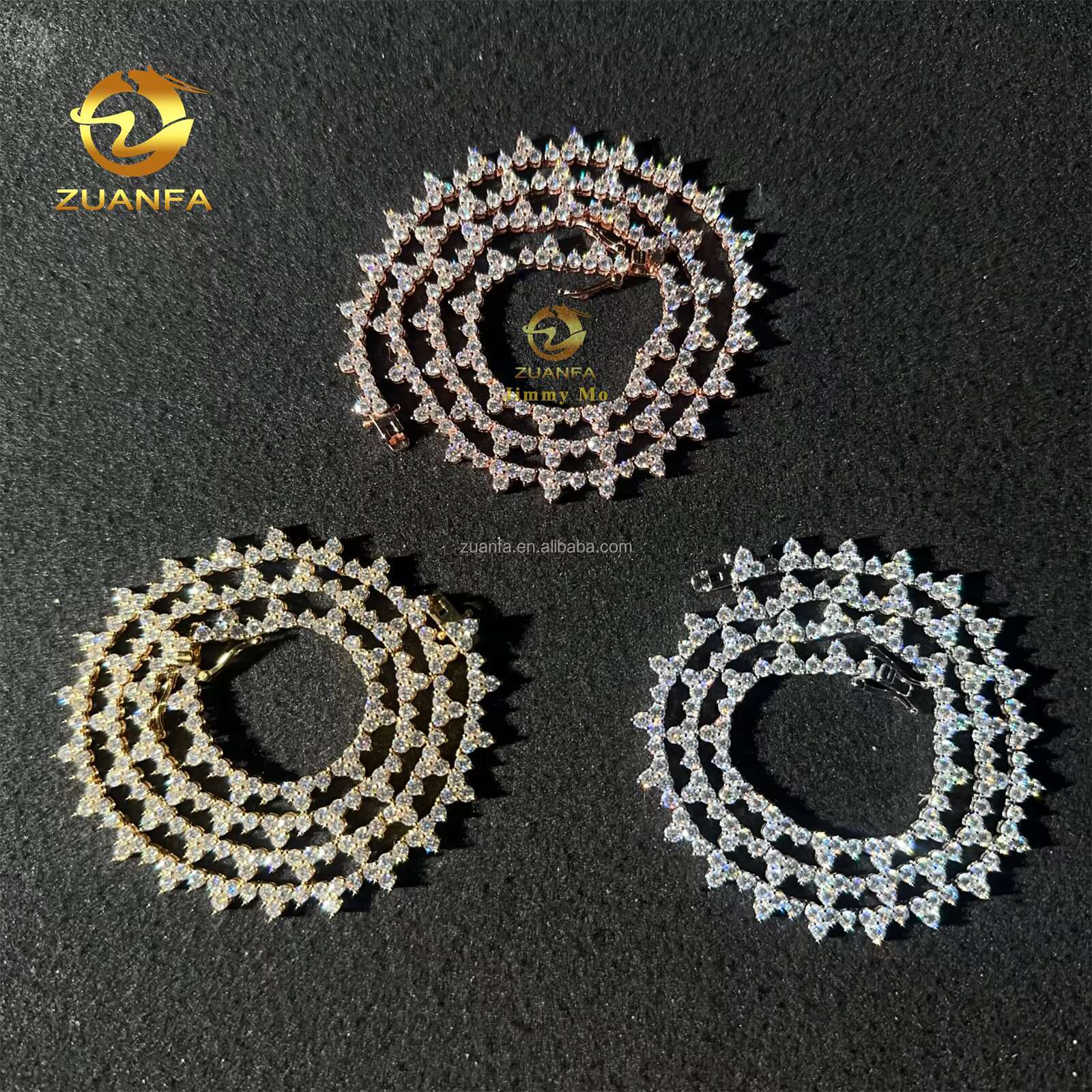 GRA Certificates Stock Claw Setting 2.5mm S925 Real Gold Plated Hip Hop Jewelry D VVS Moissanite Diamond Cluster Tennis Chain