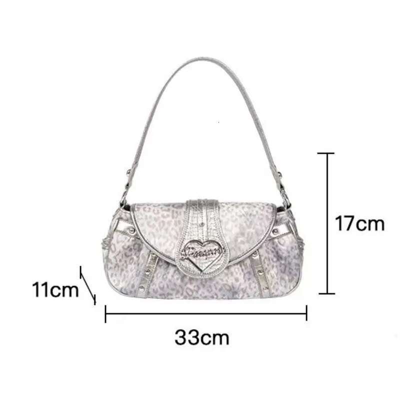 Leopard Printed Y2k Shoulder High Quality Streetwear Crossbody Rivet Decor Punk Underarm Fashion Bags For Women