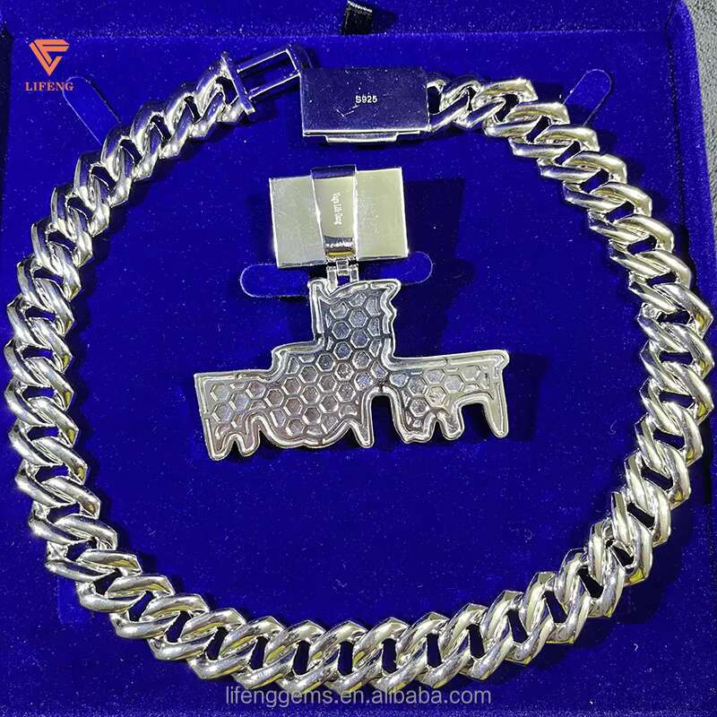 Moissanite Cuban Link Chain Name Necklace Custom Jewelry Men Vvs Moissanite Iced Out Chain and Pendant 925 Silver Gra Certified