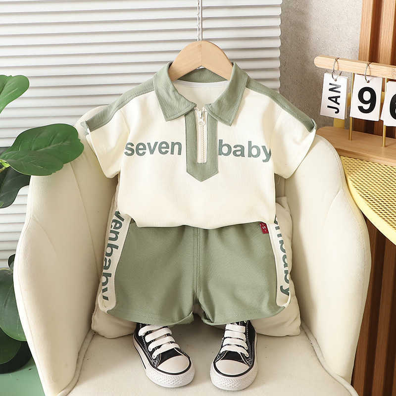 Childrens short sleeved set boys T-shirt babys summer childrens clothing girls shorts baby clothes summer clothes S2548