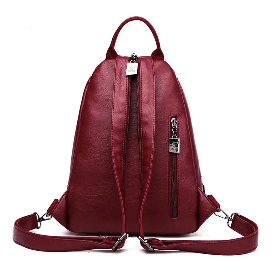 Multifunctional Women Leather Backpacks Casual Backpack For Teenager Girls School Chest Bag Travel Bagpack Ladies Sac Back Pack 250407