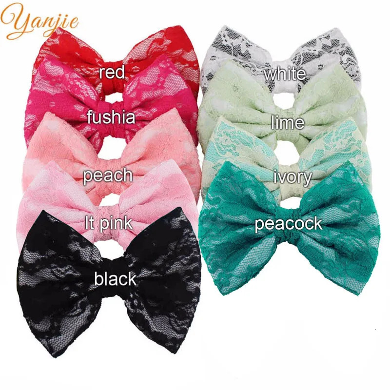10 pieces/batch of fashionable lace cotton childrens girls 5 hair bow bucket selling DIY womens hair accessories headband hair clip 250409