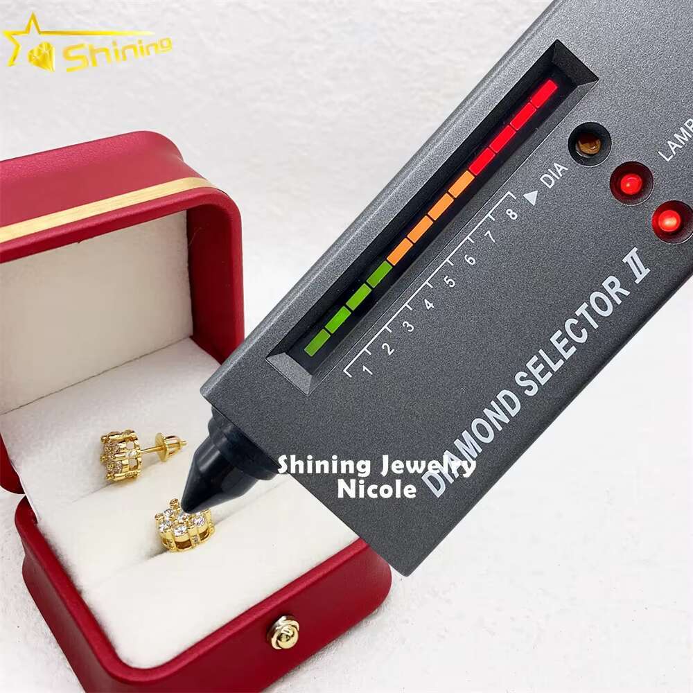 Hip Hop Iced Out Jewelry Luxury Moissanite Stud Men 925 Silver Flower Diamond Earrings