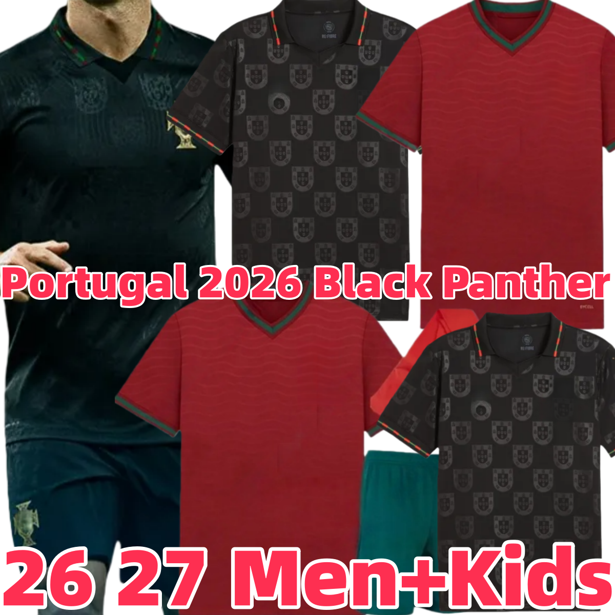 Edicao Special Portugal jersey 2026 Black Panther Kit DIOGO J soccer jerseys RUBEN Portugieser Portuguese ronaldo football shirts Men Kids kit sets 666