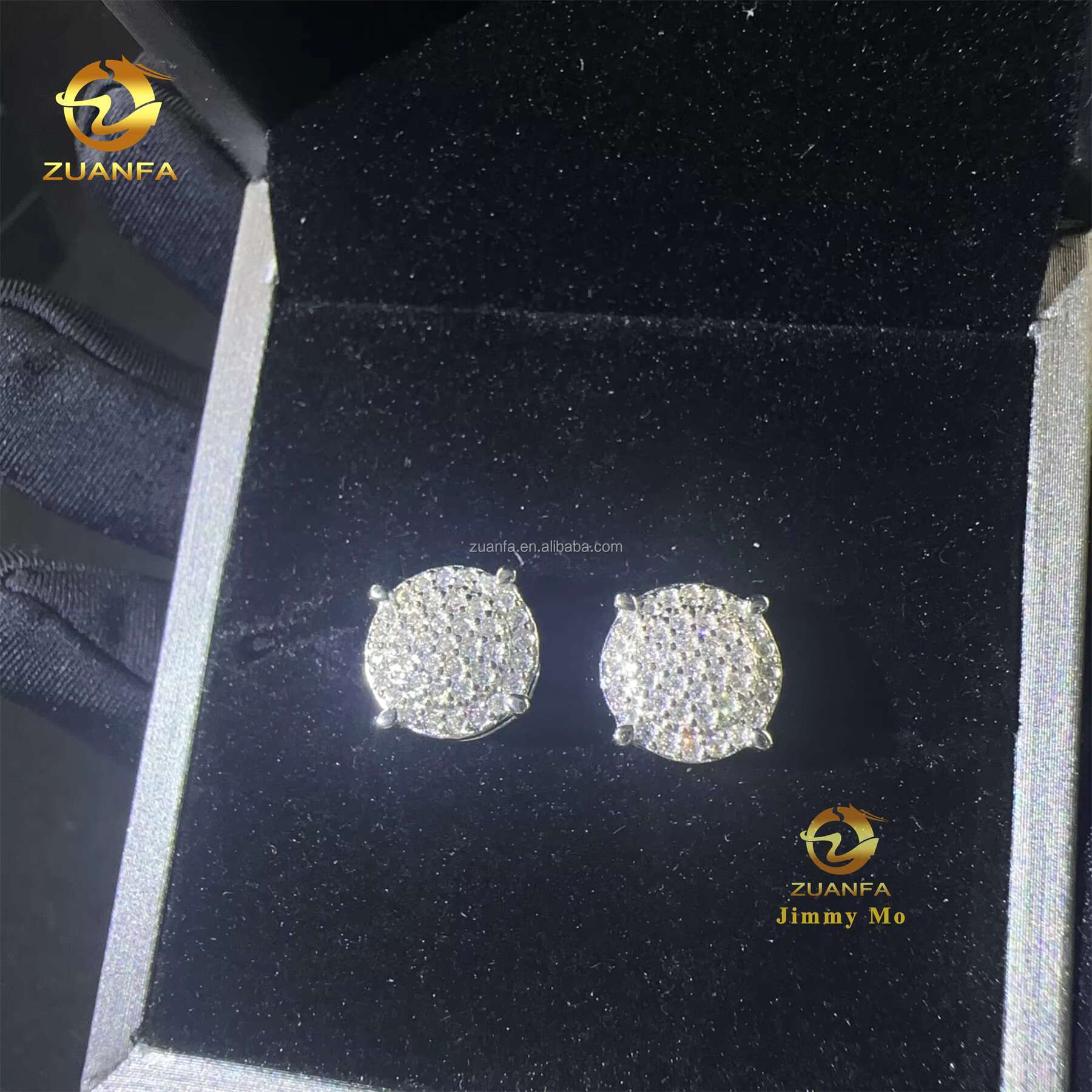 New Arrivals Lowest Price Retail Price Iced Out 925 Sterling Silver VVS1 Moissanite Diamond Hip Hop Stud Earrings Man With GRA