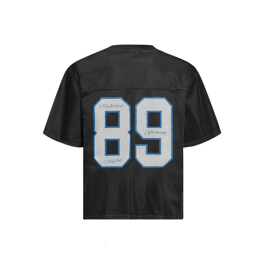 Double-Sided Printed Mesh Short Sleeve T-Shirt Mens Summer High Street Breathable Loose Crew Neck Half-Sleeve Jersey Men Tops