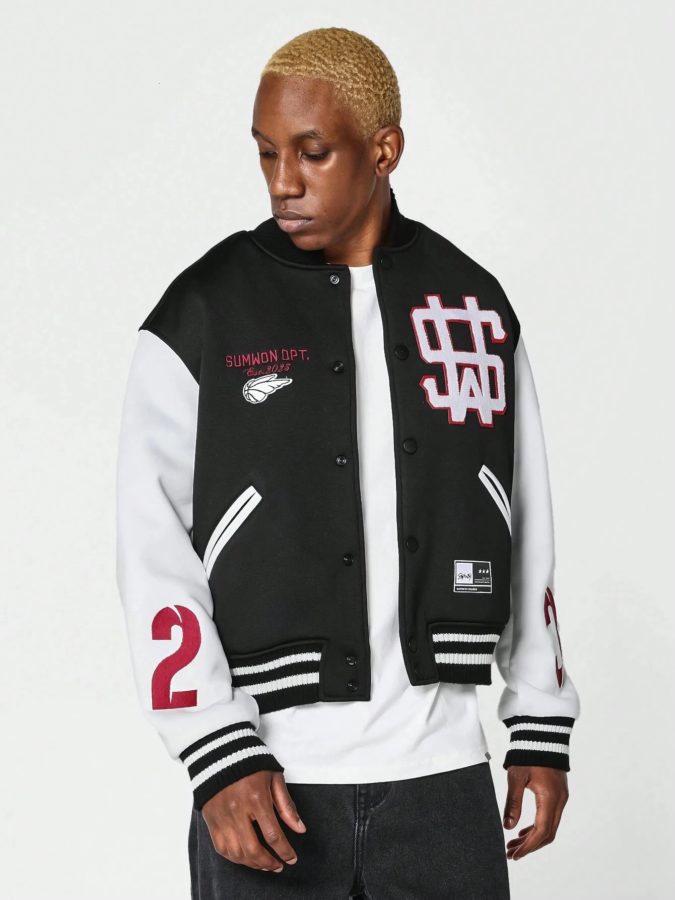SUMWON Badged Jersey Varsity Jackets Mens Baseball 250409