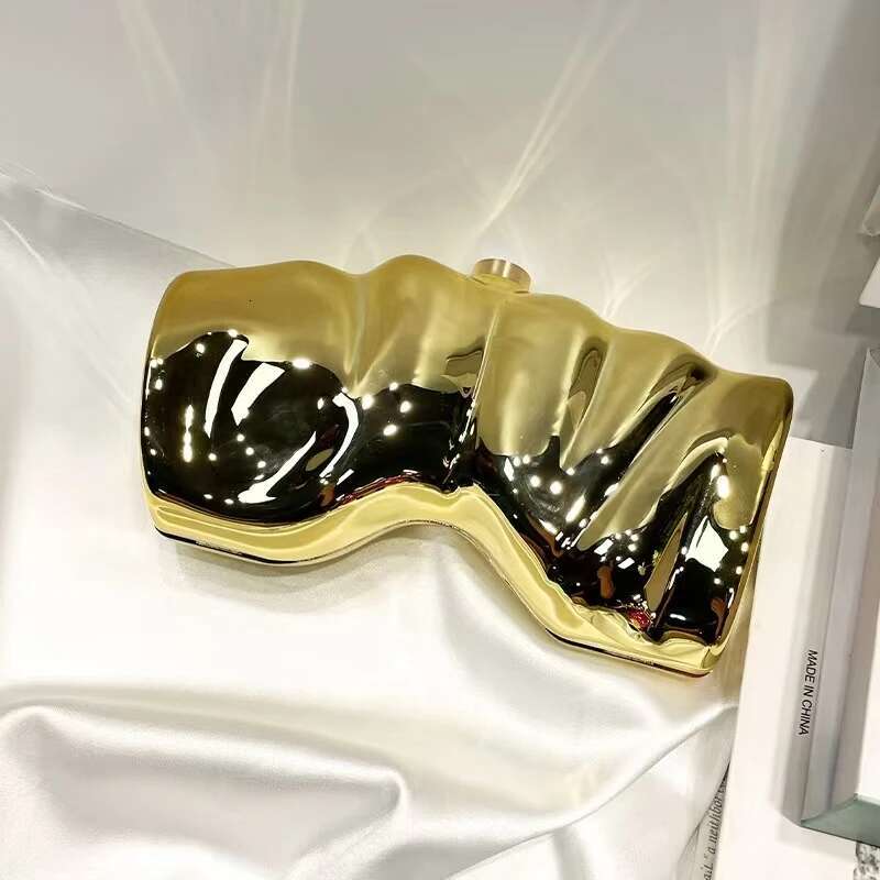 Golden Evening Bag Purses And Handbags Designer Shoulder Bags Funny Shape Party Wedding Acrylic Shiny Clutch Purse 2025