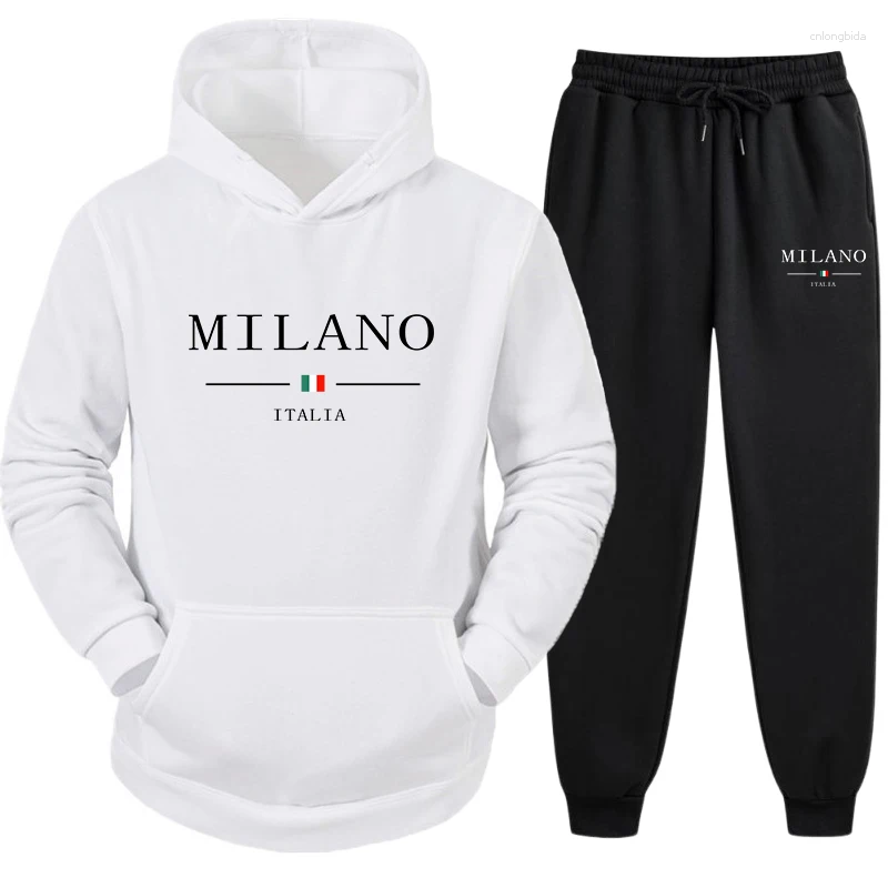 Men's Tracksuits Mens Tracksuit Hooded Sweatshirts For Men High Quality City Print Hoodies Pants Set S Casual Jogging Suit European Style