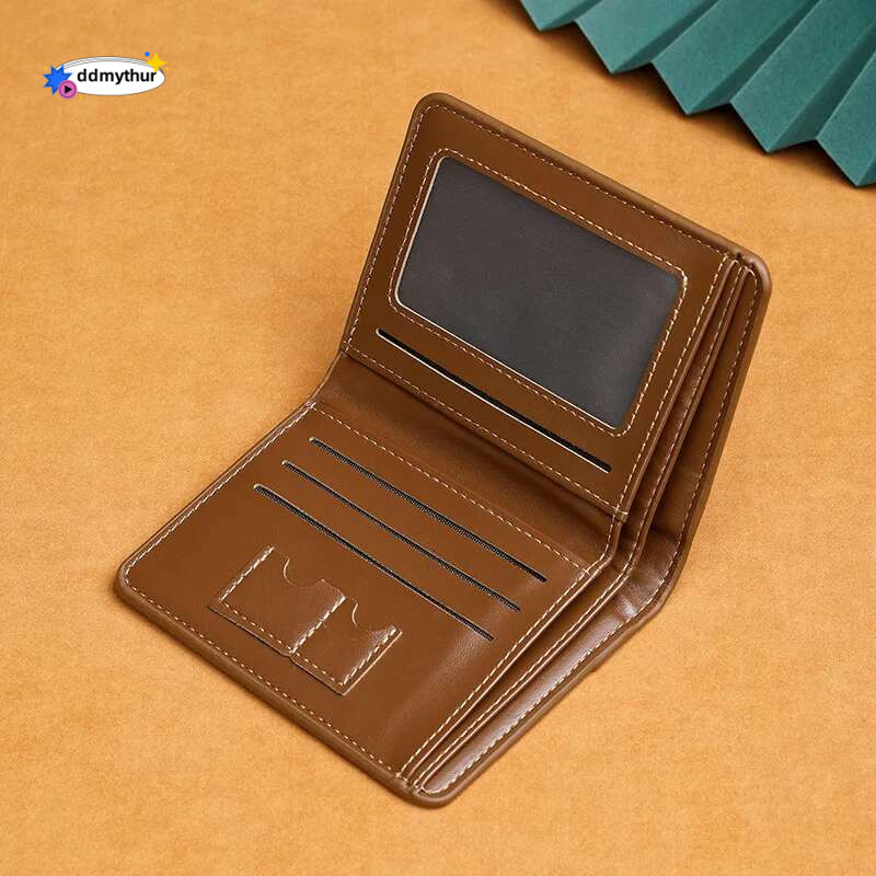 Leather Rfid Wallet Men Slim Vertical Wallets Black Thin Short ID Credit Card Holder Minimalist Men's Brown Money Bag ddmythur