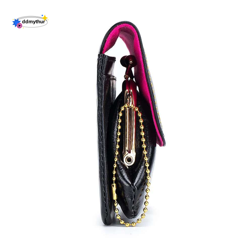 Genuine Leather Coin Women Cowhide Change Purse Metal Hasp Closure Card Holder Wallet Vintage Kiss Buckle Small Clutch Bag ddmythur