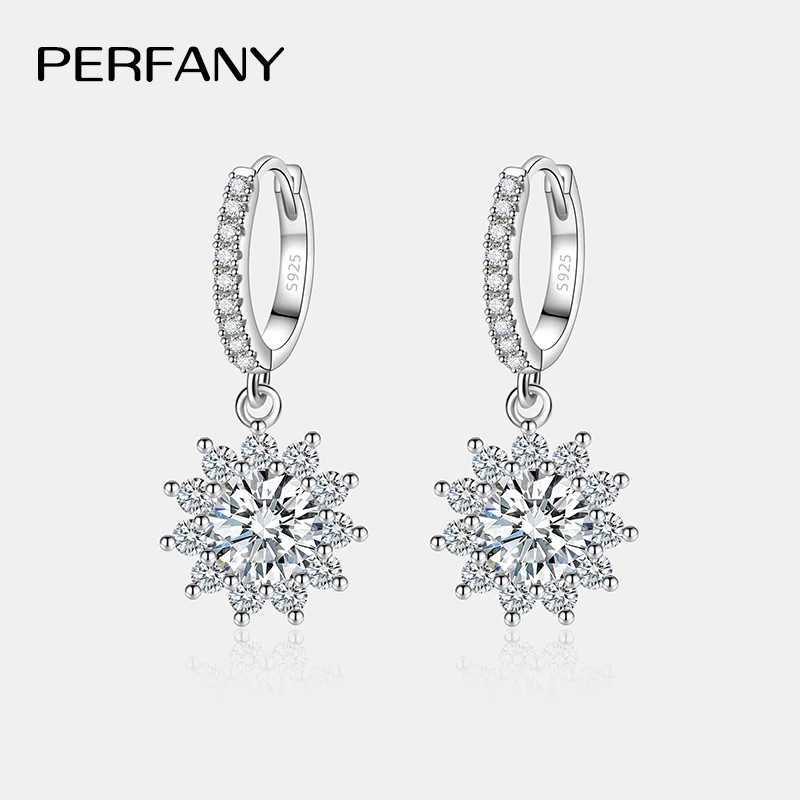 PERFANY 0.5/1CT Moissanite Earrings for Women S925 Pure Silver Sunflower Laboratory Diamonds Drop Earring Luxury Wedding Jewelry Z250408