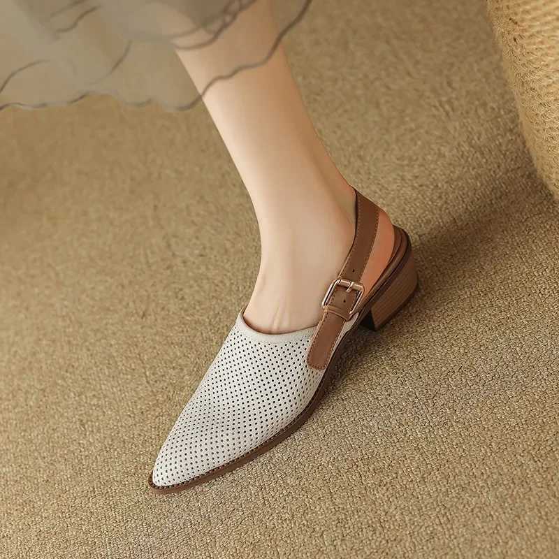 New Arrival Knitted mesh breathable hollow womens sandals new fashion Pointed thick high-heeled sandals womens sandals T250409