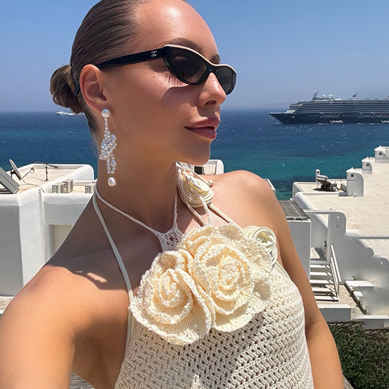 New products for 2025!! New womens solid color knitted floating flower beach bikini swimsuit cover up dress