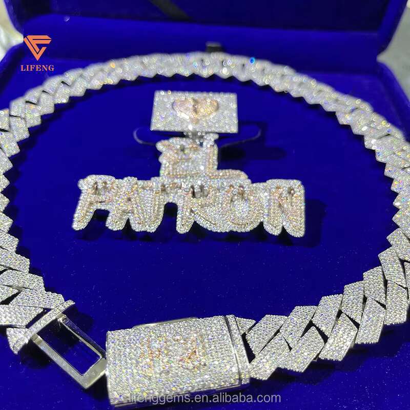 Moissanite Cuban Link Chain Name Necklace Custom Jewelry Men Vvs Moissanite Iced Out Chain and Pendant 925 Silver Gra Certified