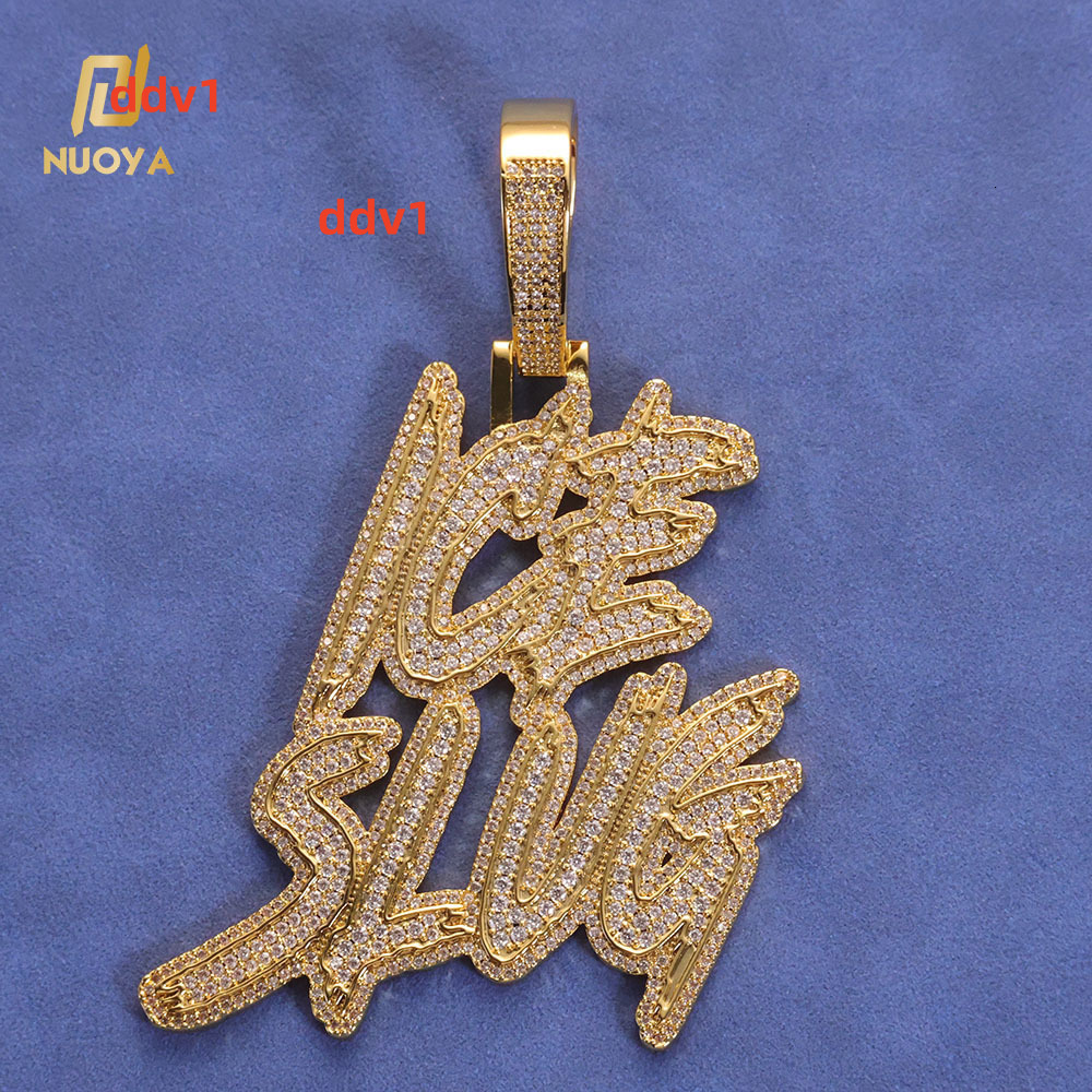 NUOYA Double Row Letter Pendant Personalized Hip Hop Necklace Custom Charm Jewelry Gold Plated Pendant Customizable