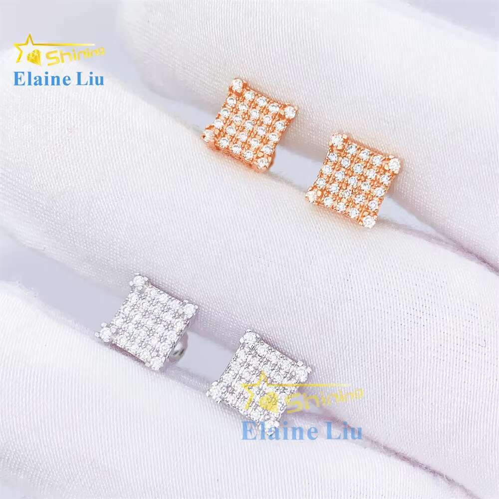 Wholesale Price Fine Jewelry Men Diamond 925 Sterling Silver Vvs Moissanitehip Hop Iced Out Jewelry Stud Earrings