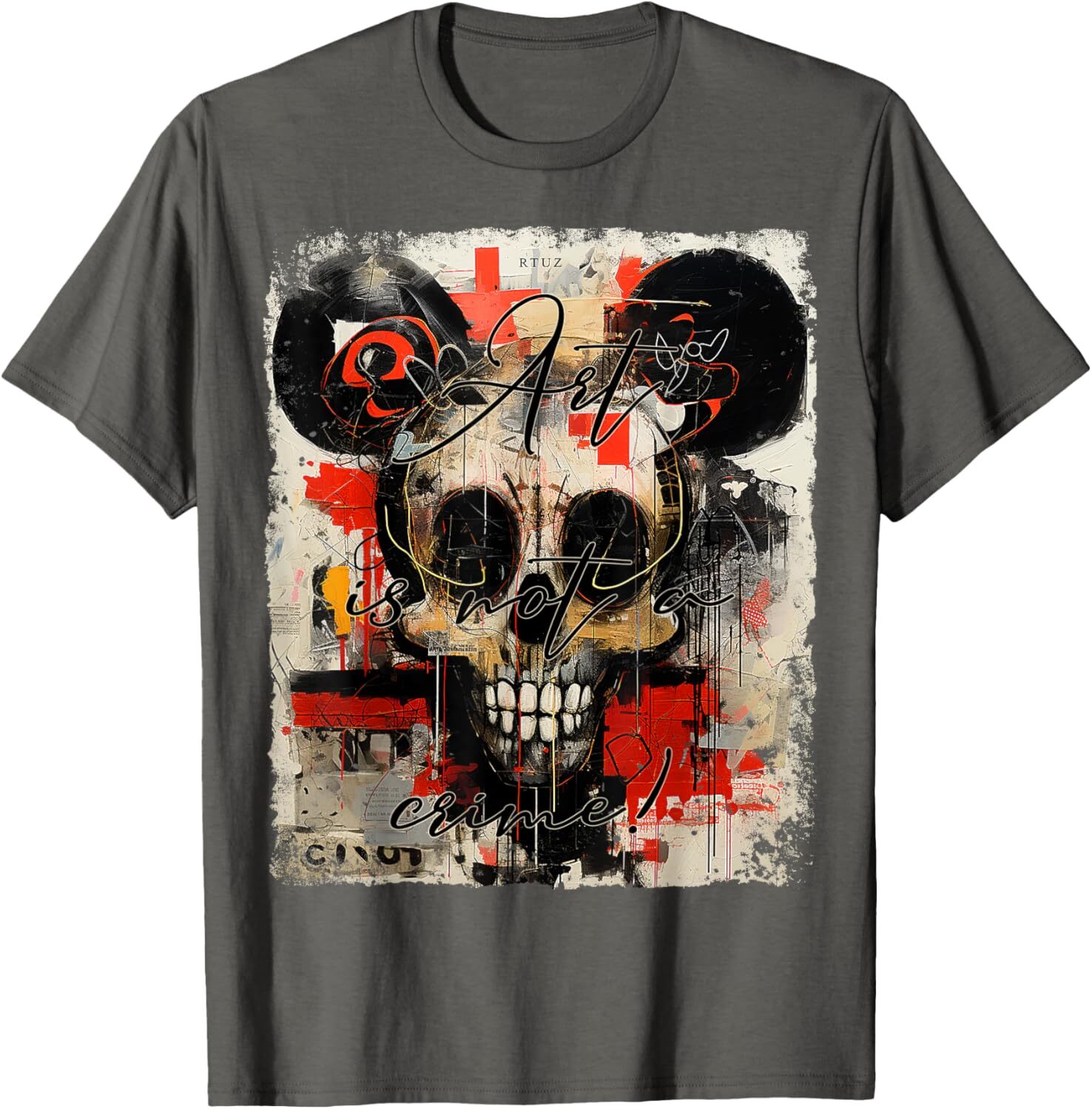 T shirt for Mens Graffiti Mouse Head Biker Skull Tattoo Horror Skull T-Shirt Shirts Tshirt Graphic Tee Casual Tops Clothes Short sleeve cool