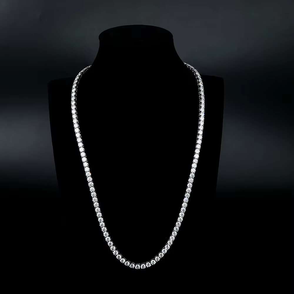 XingYueGems Hip Hop Style 925 Silver 3mm 4mm 5mm 6mm Moissanite Jewelry Necklaces Tennis Chain Design