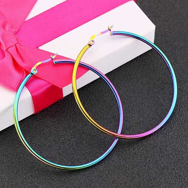 Hoop Earrings Small Big Circle Women Exaggerated Hoop Ear Loop Smooth Ring Round Earring Stainless Steel Jewelry Wholesale Z250408