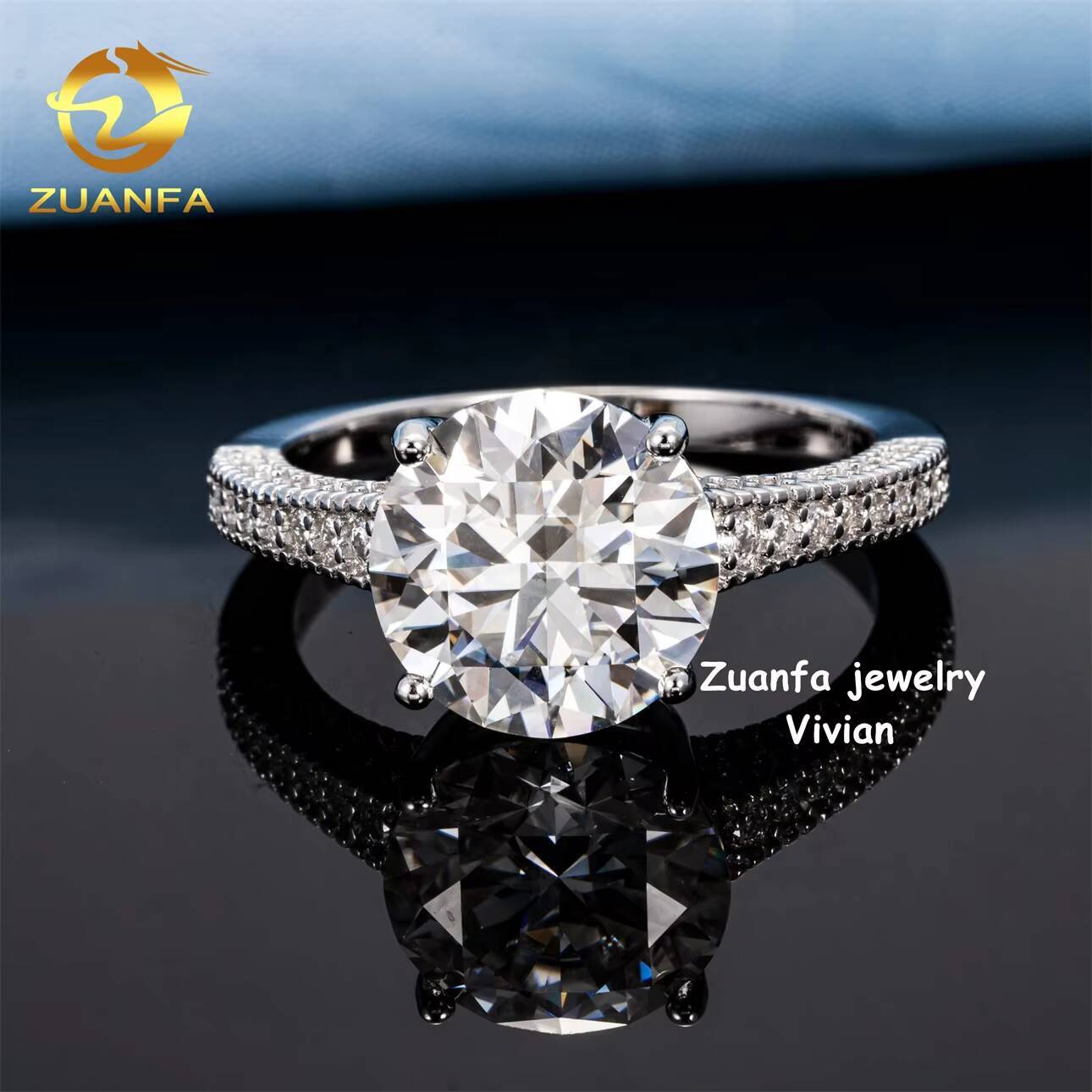 VVS Moissanite Diamond Luxury Iced Out Sterling Silver 925 GRA Certificated Pass Diamond Tester Women Wedding Rings