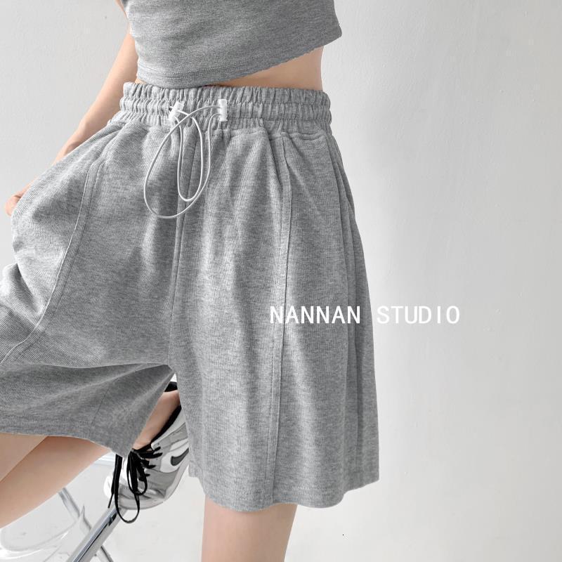 2025S Women s Designer Shorts Summer Spicy Street Slimming Sports Hot Pants Slimming Elastic Waist Loose 1/5 Casual Straight Middle Pants Fashion Beac