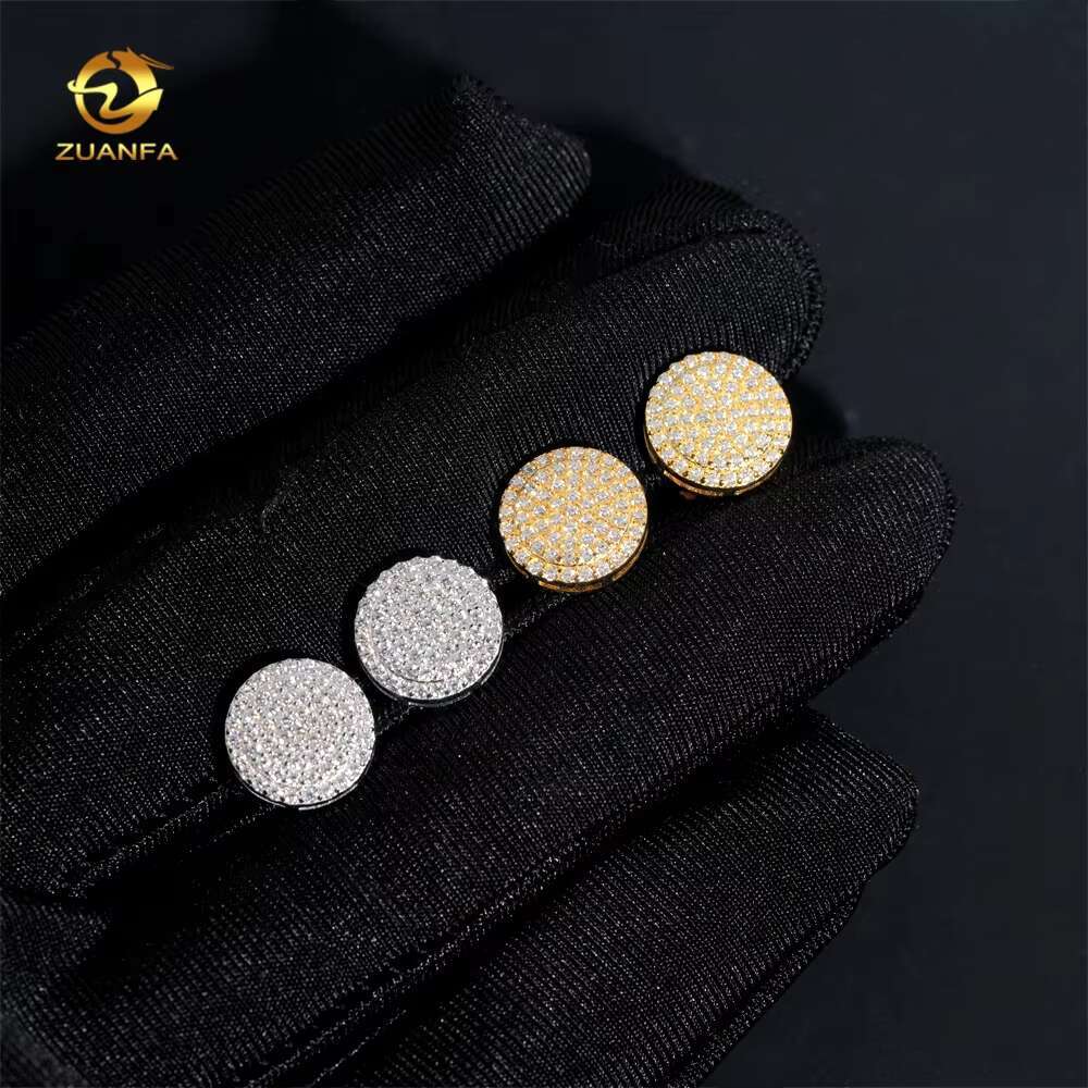 Fine Jewelry S925 Hip Hop Style Sterling Silver Moissanite Diamond Iced Out Stud Earrings