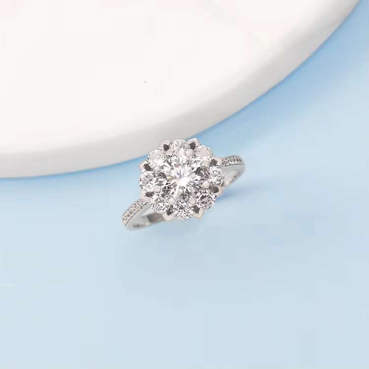Large Diamond 18k Solid Gold Round Shining Cut Moissanite Vvs1 d Color Women Ring for Wedding