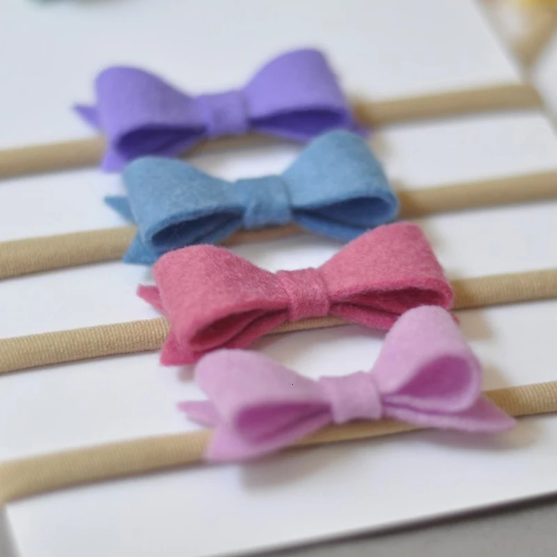20 pieces/batch handmade mini felt bow headband with small bow nylon hair suitable for baby and girl hair accessories 250409
