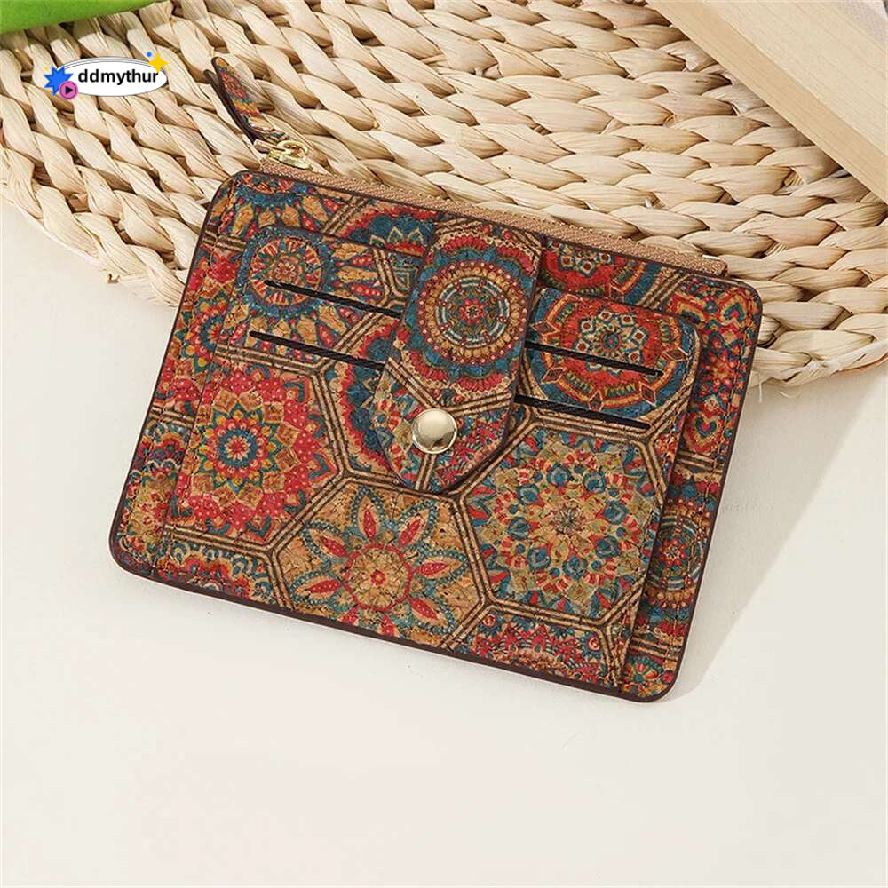 Vintage Cork Holder Men Women Multi-Slot Card Case Ultra Thin Zipper Large Capacity Coin Purse Pocket Small Wallet ddmythur