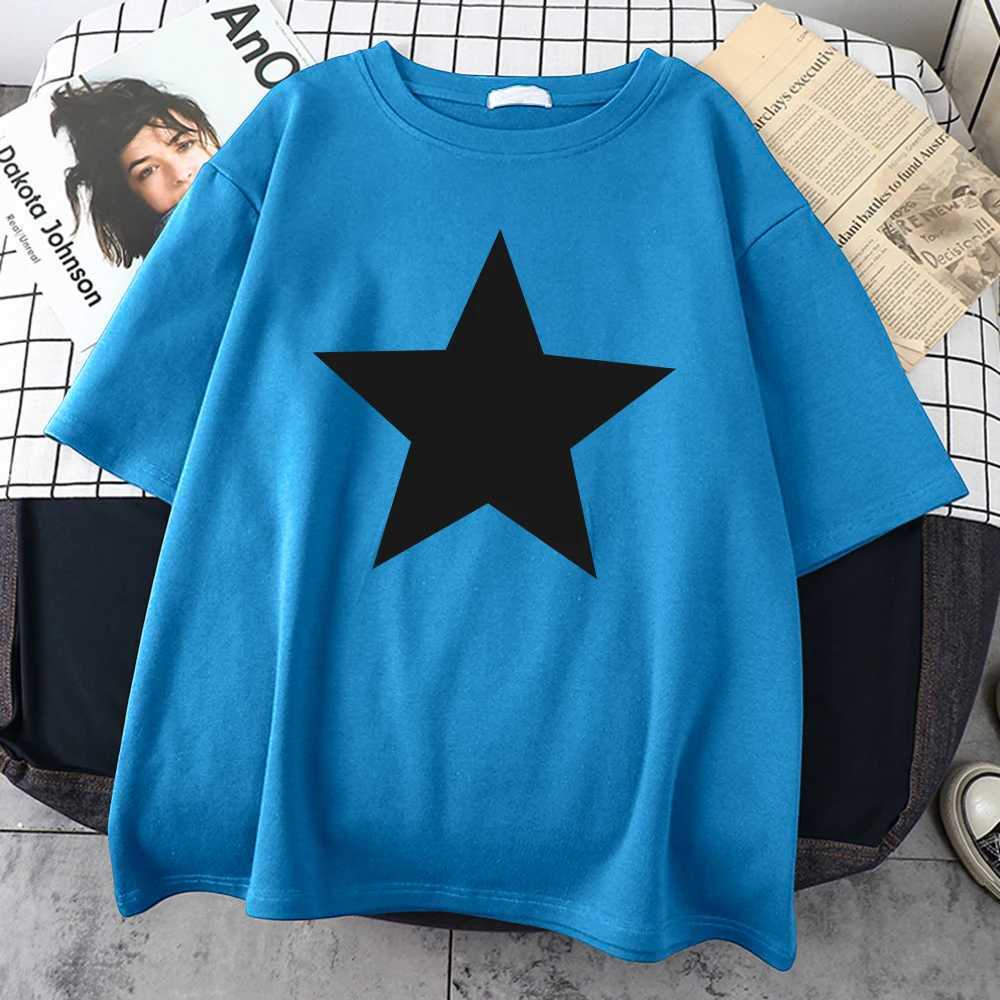 Five Star Cotton Printed Mens T-shirt Top Creative Basic T-shirt Personal Oversized T-shirt Street Sports T-shirtXJ250409