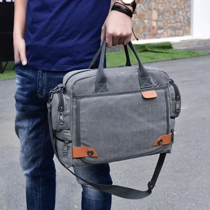 Men Handbag Multi-Function Men Shoulder Business Casual Crossbody Messenger Travel Bags Canvas Bag Wt604