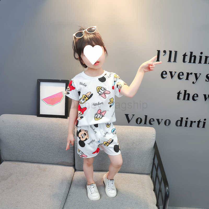 Disney 2025 New Summer Mens and Womens Sports Cotton Set 5 Childrens 1 Western Cartoon Printed 2-piece Set 3 Short Sleeves 4T Shirts ShortsXJ250409