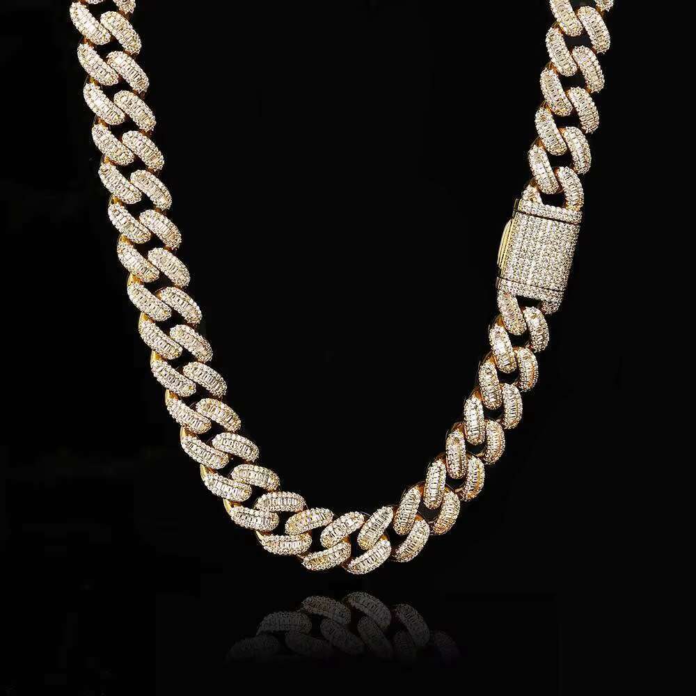 Chain Necklace High Quality Luxury Gold Plated Brass Necklace Fashion Hip Hop Rapper Moissanite Necklace