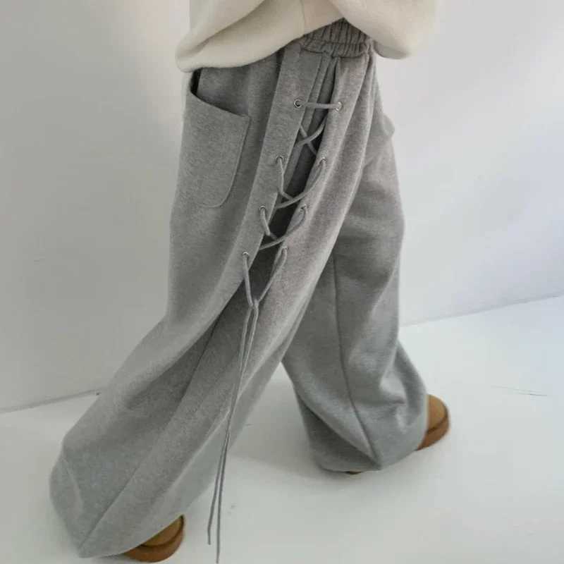 Y2K pocket pants womens clothing Harajuku Drstring design sports pants Gothic street clothing fashion casual wide leg Trousers joggersXJ250403