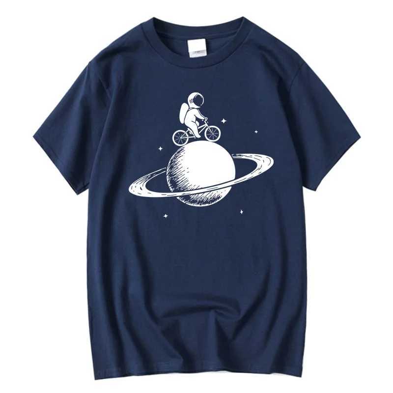 New Mens T-shirt 100% Cotton Casual Funny Space Design Printed Summer Loose O-neck Mens Short sleeved T-shirtXJ250409