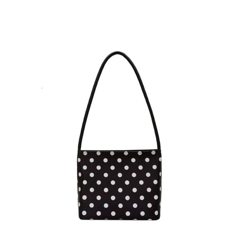 Meet You Spring Fashion Black And White Dots Shoulder Bag For Women Simple Nylon Waterproof Design Female Daily Commuter Handbag