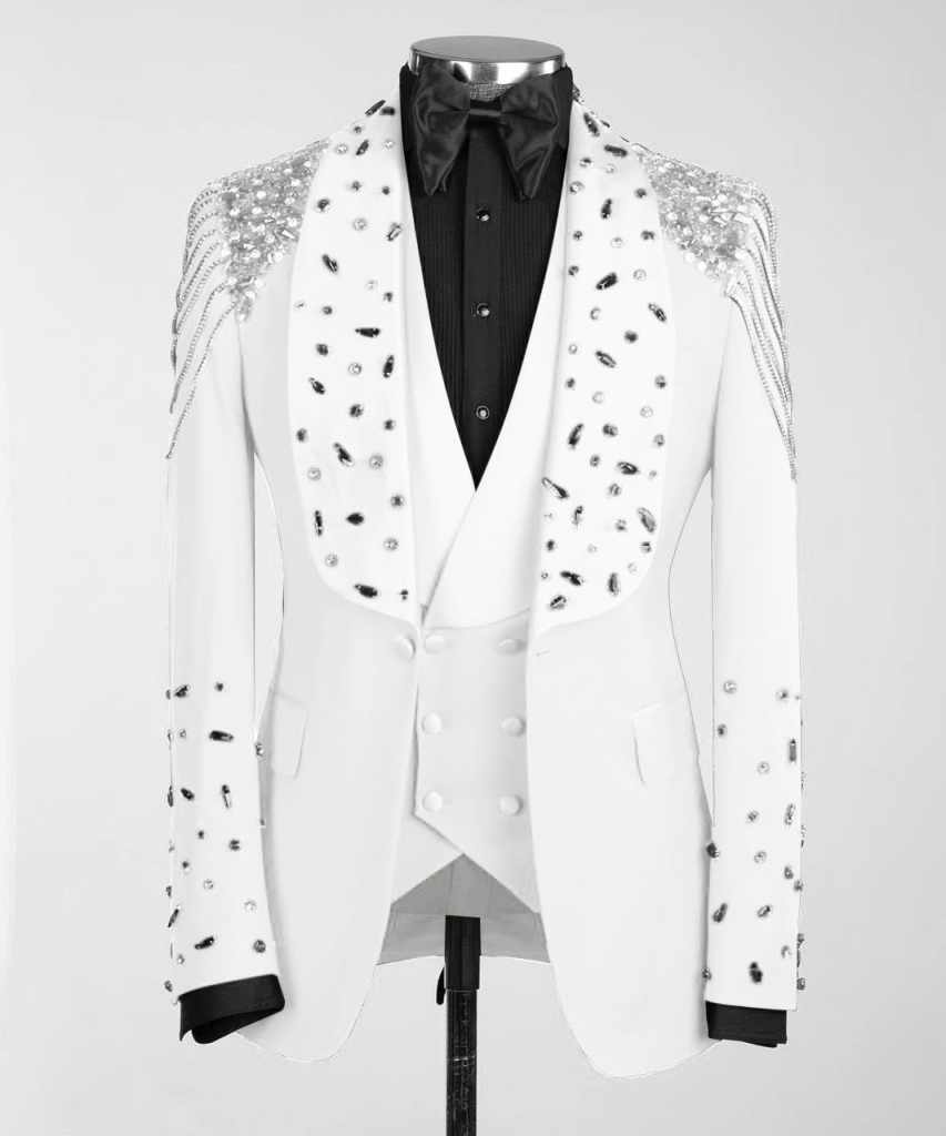 Noble Wedding Tuxedos Crystal Beading One Button Shawl Lapel Stylish Men Suit 1 Piece Set Jacket Formal Party Suits Customized
