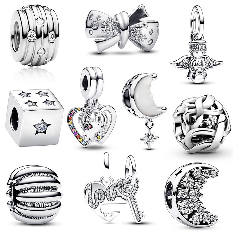 New 925 Sterling Silver Plated Hot air Balloons Wooden horses Roller skates Pendant Beads DIY Fit Original European Charms Bracelet fashion Women Jewe