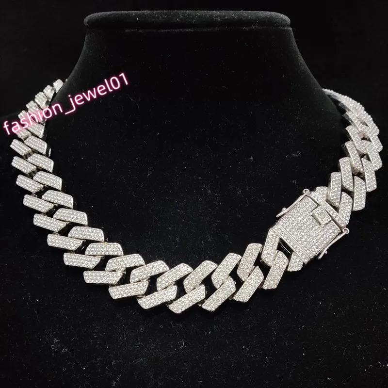 Men Hip Hop Chain Necklace for Fashion party 20mm width Rhombus Cuban Chains Necklace Hiphop Iced Out Bling jewelry