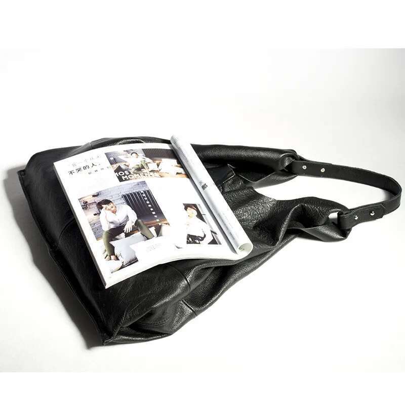 Vintage Shopping Natural Cow Leather Crescent Capacity Super Soft Full Grain Shoulder Bag Fashion Large Handbag