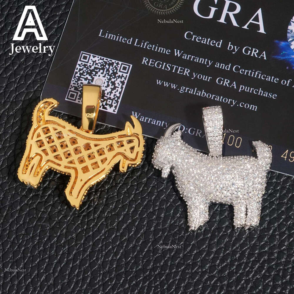 Custom hip hop iced out Jewelry Sterg Sier necklace VVS moissanite Dia chain set Sheep Pendant